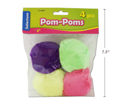 Pom Poms Brites 3" 4Pk