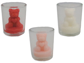 Candle in Clear Glass Votive Candle Holder/3D Bear  (MOQ: 12)