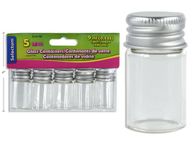 Containers-Glass Mini 9ml w/Lids 5Pk