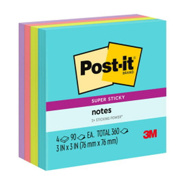 Post-it Notes 3"x 3"  Supernova Neons 4Pk