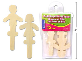 Craft Sticks Natural in Zip Pouch (People) 12Pk