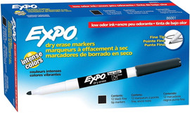 Dry Erase Expo Markers 12Pk Black/Fine Tip (Boxed)