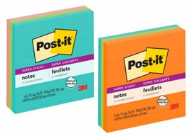 Post-It Note 4 x 4" Assorted Colors/Super Sticky 4Pk