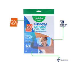 Photo Paper-Glossy 8" x 11.5" 20 Sheets