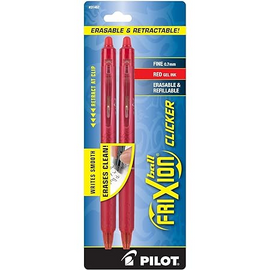 Pen Frixion Clicker-Erasable & Retractable Red/Fine 2Pk