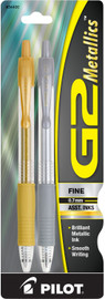 Pen G2 Metallics Retractable Assorted Inks/Fine 2Pk
