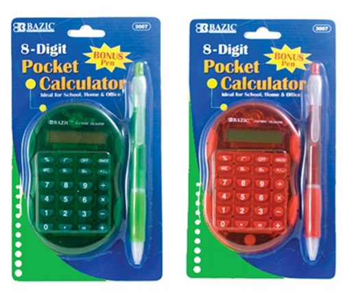 Calculator 8-Digit Pocket w/Retractable Pen