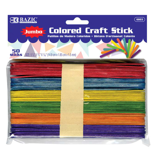 Craft Sticks Colored-Jumbo 50Pk