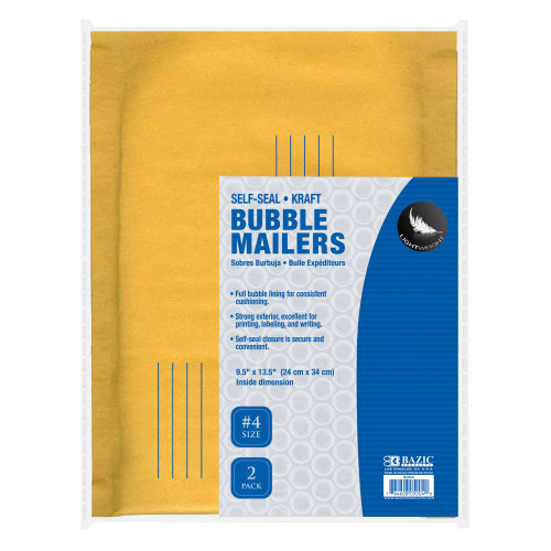 Bubble Mailers-Self-Seal 9.5" x 13.5" (#4) 2Pk