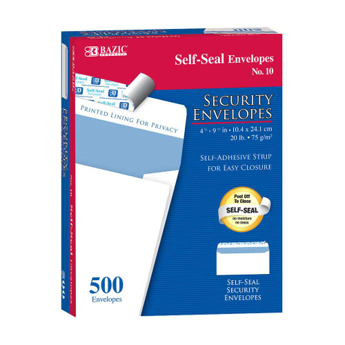Envelopes-Security/Self Seal/White #10  500Pk