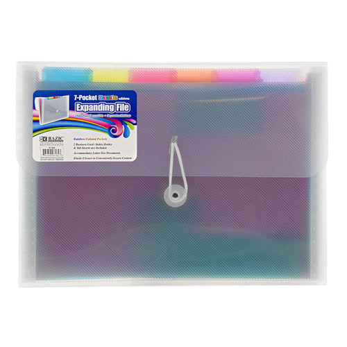 Expanding File 7 Pockets/Letter/Rainbow/Plastic