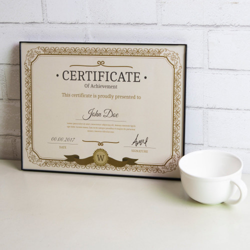 Frame Certificate w/Glass Cover Front Load 8.5"x11"