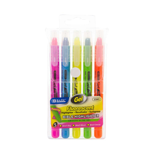 Highlighters Fluorescent Colors-Gel 5Pk