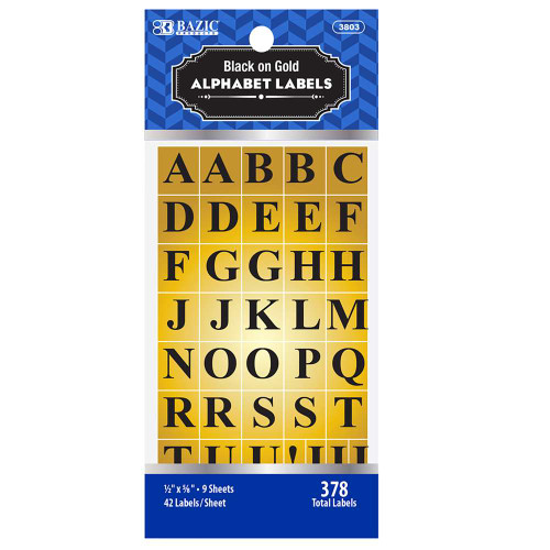 Labels-Alphabet Gold/Black 378Pk