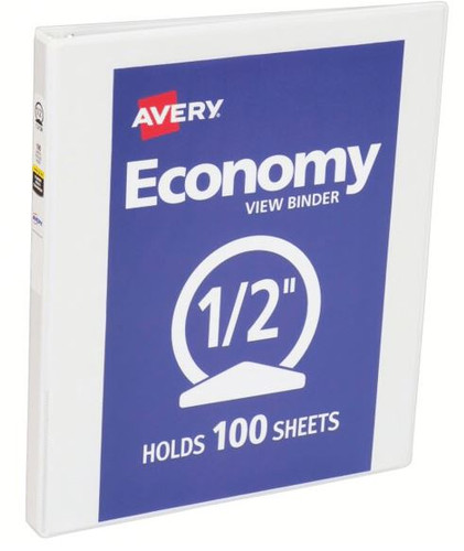 Binder Avery 1/2" White, Round Ring