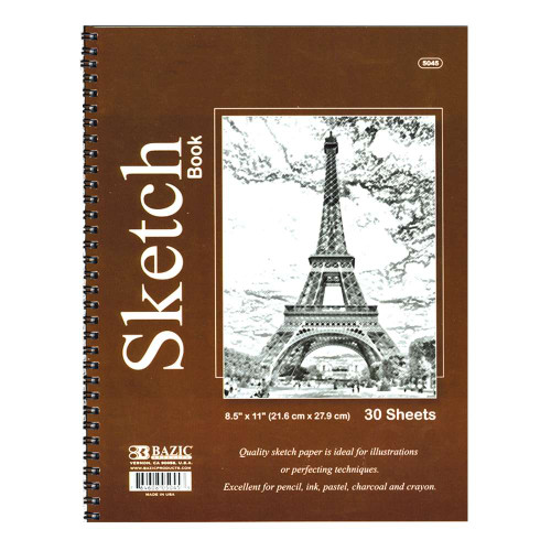 Sketch Pad 8.5"X 11"  Side Bound/Spiral 30 Sheets