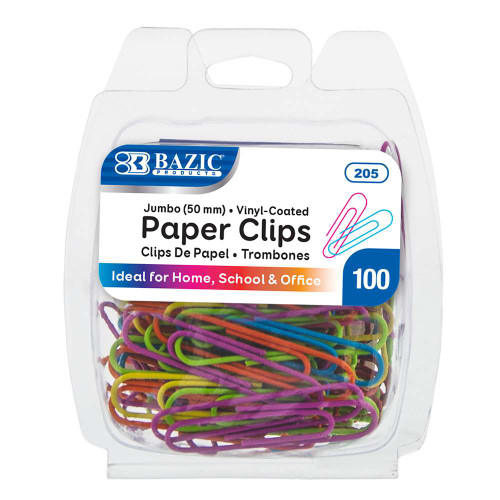 Paper Clips-Jumbo/Assorted Colors 100Pk