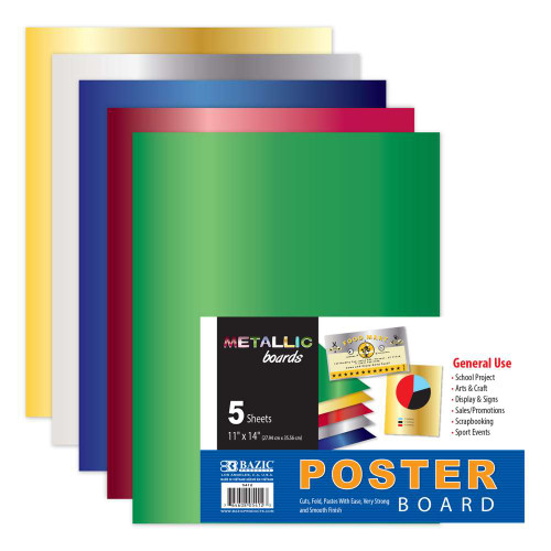 Poster Board 11"x 14" Metallic/Assorted Colors 5Pk