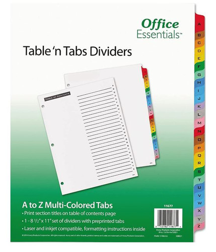 Index Dividers Colors/ A-Z Tabs