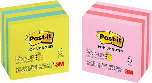 Post-it Notes 3"x3" Pop-Up/Assorted Colors 5Pk