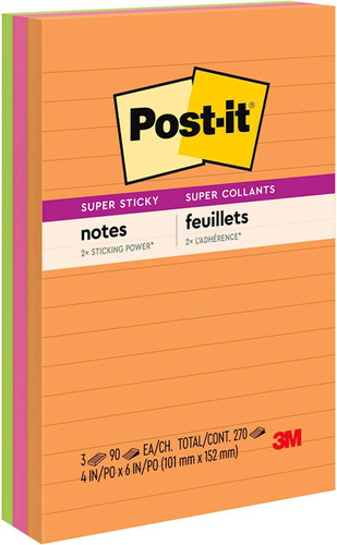 Post-it Notes 4"x 6" Super Sticky/Ruled