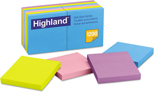 Sticky Note Highland 3"x 3" Bright Colors