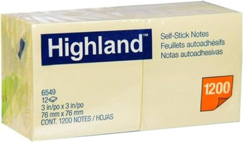 Sticky Note Highland 3"x 3" Yellow (Dozen)