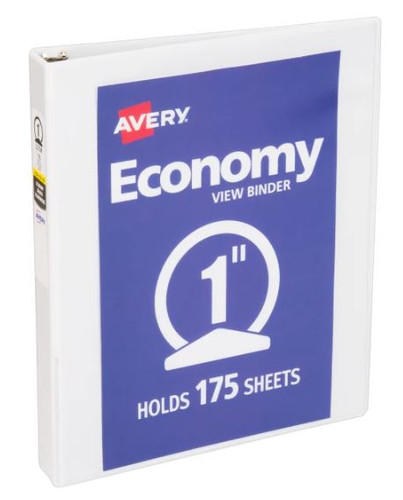 Binder Avery 1" White,  Round Ring