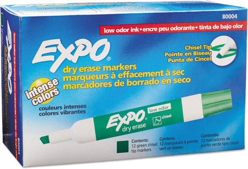 Dry Erase Expo Markers 12Pk Green/Chisel Tip