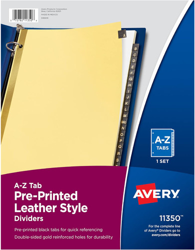 Index Dividers Leather/A-Z Tabs (11350)