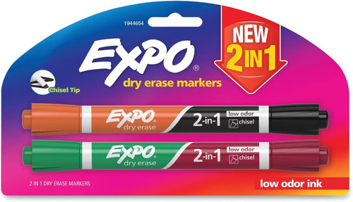 Dry Erase Markers Assorted Colors 2in1/Chisel Tip EXPO 2Pk