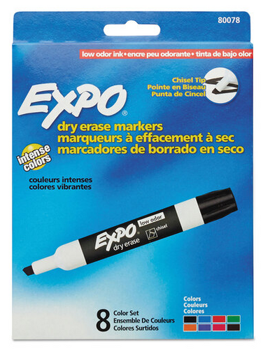 Dry Erase Markers Assorted Colors/Chisel Tip EXPO 8Pk