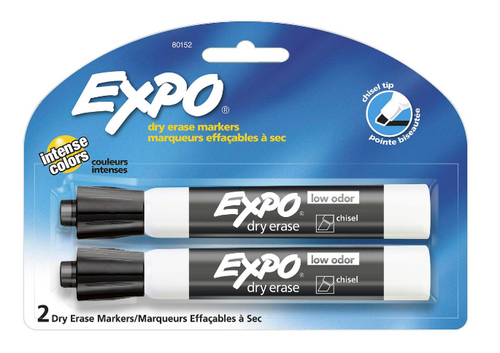 Dry Erase Markers Black/Chisel Tip EXPO 2Pk