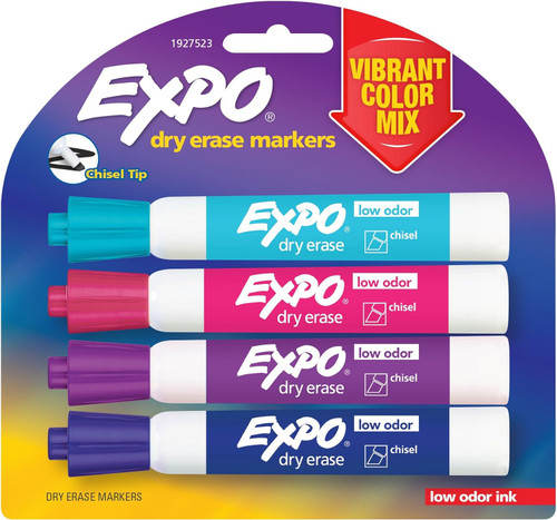 Dry Erase Markers Assorted Colors/Chisel Tip EXPO 4Pk