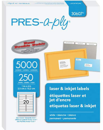 Labels Laser & Inkjet 1"x 4" White 250 Sheets