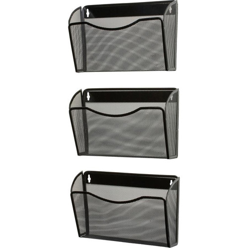 Wall File Holder-3 Pockets Letter/Black Mesh