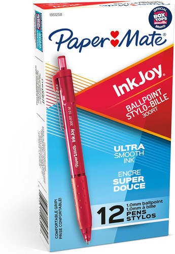 Pen InkJoy 300RT Ball Point Medium/Red 12Pk