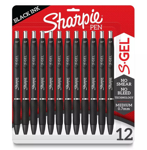 Pen Sharpie S-Gel Medium/Black 12Pk