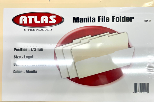 Folder Manila Legal Size 1/3 Cut 12Pk