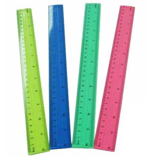 Ruler 12" Colors/Plastic 50Bx