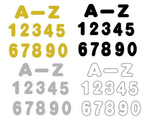 Poster Letters & Numbers 4" (Gold,Silver,Black,White)
