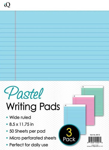 Writing Pad Letter-Pastel Colors 3Pk
