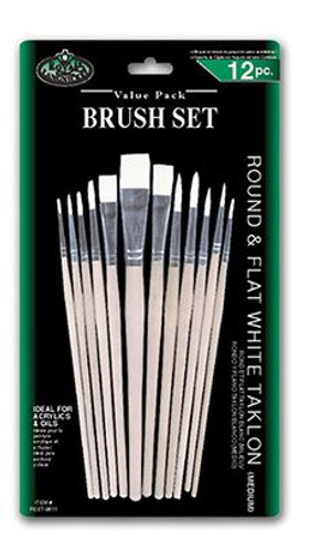 Brush Set-Taklon White 12Pk