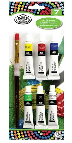 Acrylic Paint Set w/Brush 7Pk