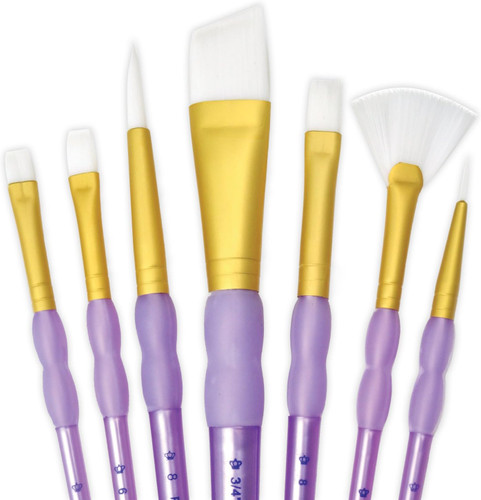 Brush Set Crafter's Choice Taklon/Angular White Bristles Assorted Sizes 7Pk