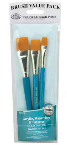 Brush Set-Taklon/Gold Bristles 3Pk