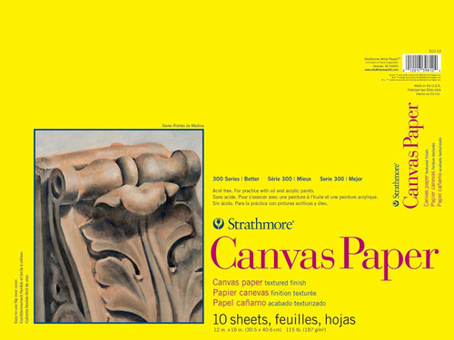 Canvas Paper Pad 12 x 16" Top Tape/Open End 10 Sheets