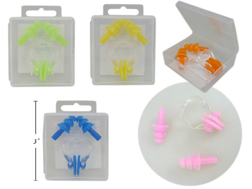 Swim Silicone Ear Plugs/Nose Plug Set in Plastic Case