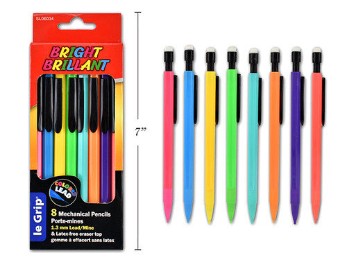 Mechanical Pencil 1.3mm Assorted Colors 8Pk