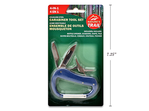 Camping 4-in-1 Stainless Steel Carabiner Multi-Tool-Set In